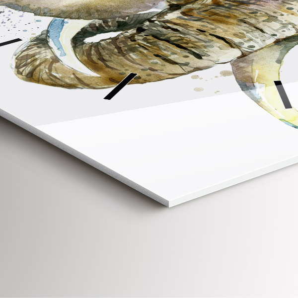 Szögletes fali üvegóra Festett állatok elefántok