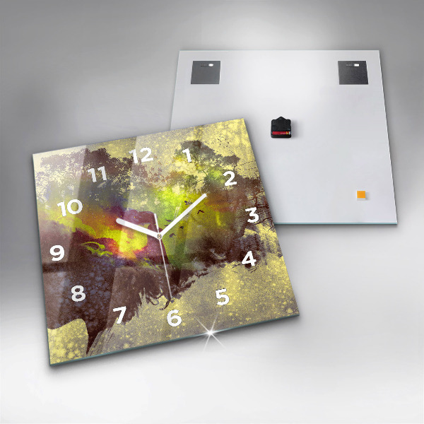 Szögletes fali üvegóra Nő az erdőben