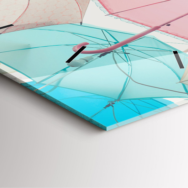 Szögletes fali üvegóra Pasztell színű esernyők