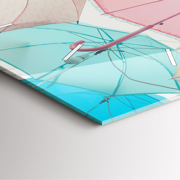 Szögletes fali üvegóra Pasztell színű esernyők