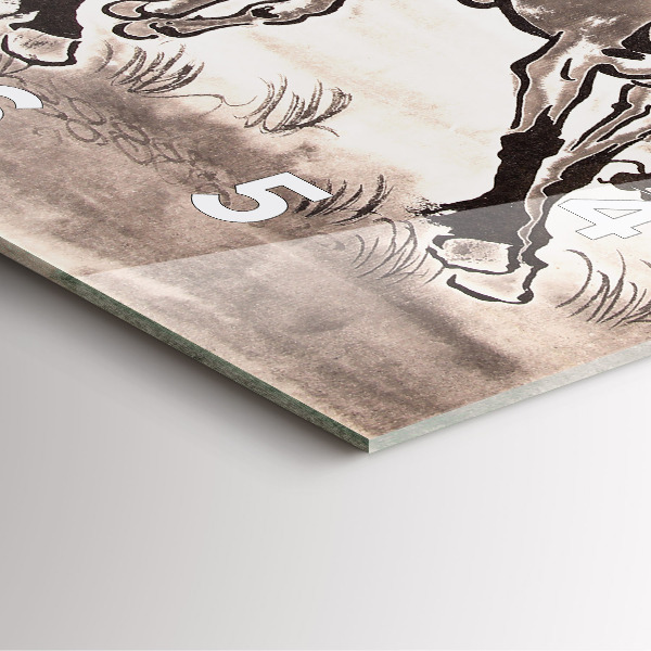 Szögletes fali üvegóra Vágtató lovak