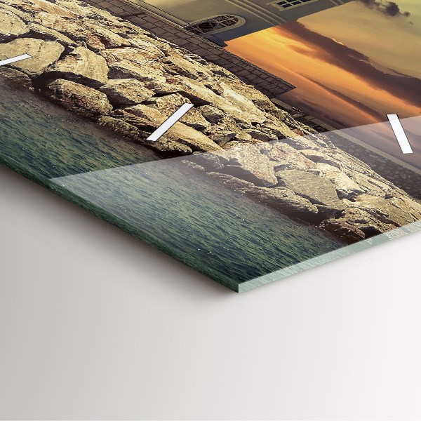 Szögletes fali üvegóra Világítótorony a vízen