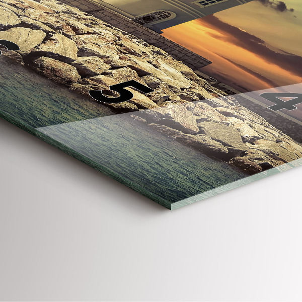 Szögletes fali üvegóra Világítótorony a vízen