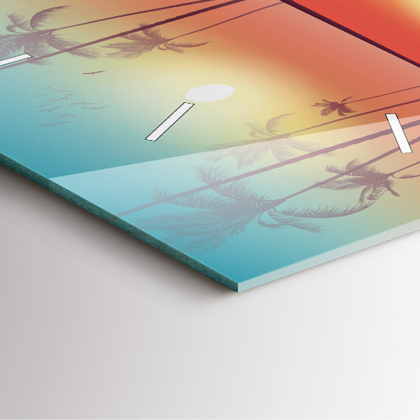 Szögletes fali üvegóra Trópusi pálmafák