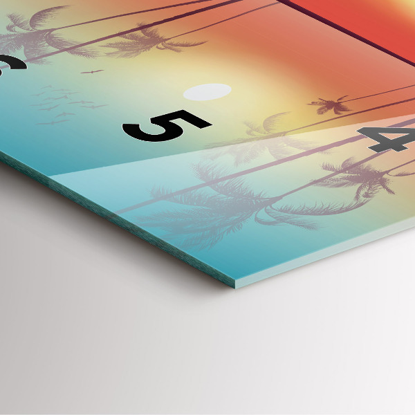 Szögletes fali üvegóra Trópusi pálmafák