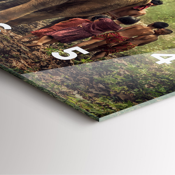 Szögletes fali üvegóra Elefántot vezető gyerekek