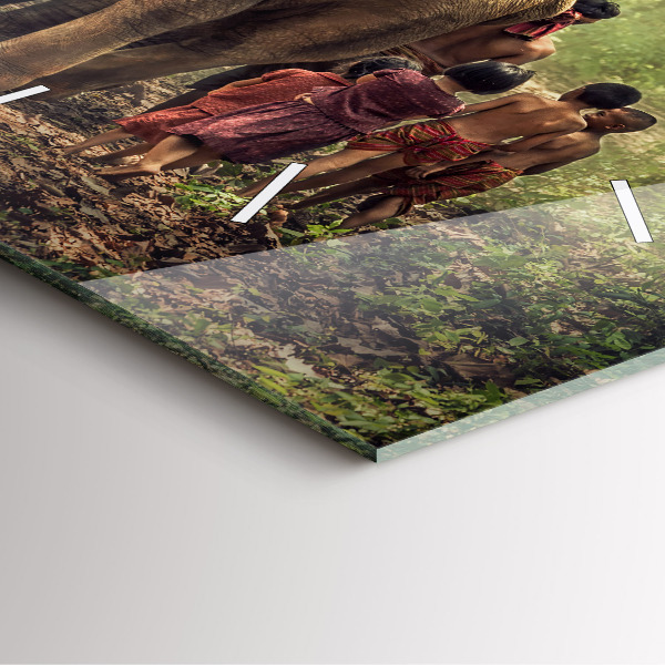 Szögletes fali üvegóra Elefántot vezető gyerekek