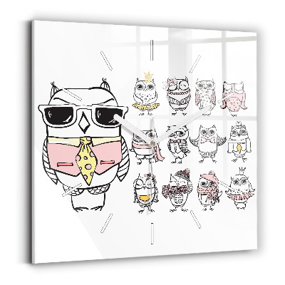 Szögletes fali üvegóra Vintage bagoly poszter