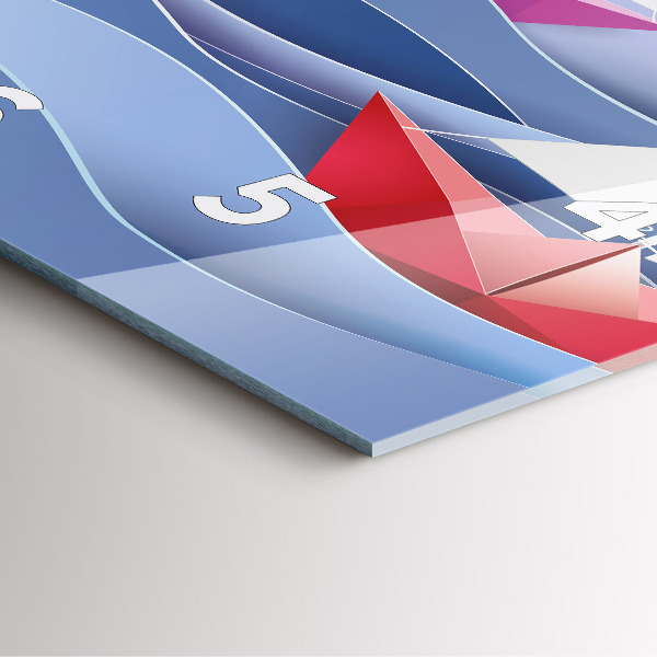 Szögletes fali üvegóra Origami színes vitorlások