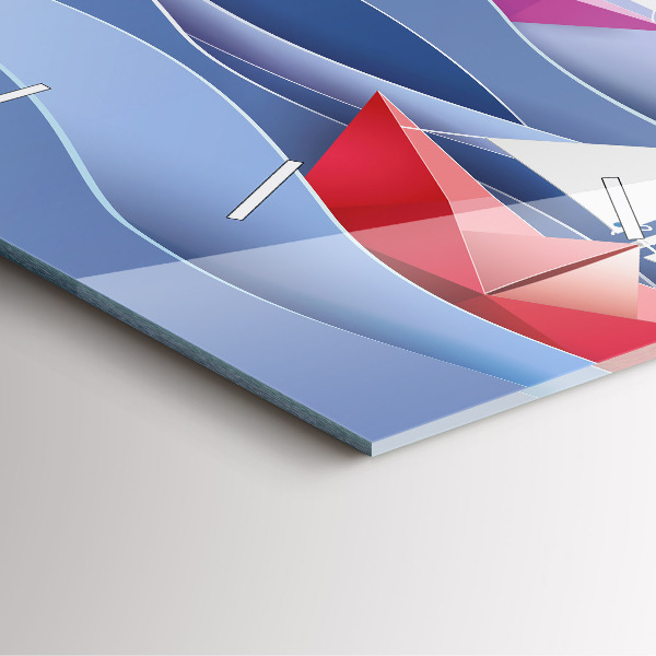 Szögletes fali üvegóra Origami színes vitorlások