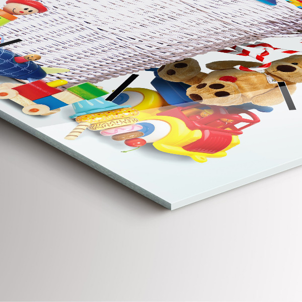 Szögletes fali üvegóra Fonott kosár játékokkal