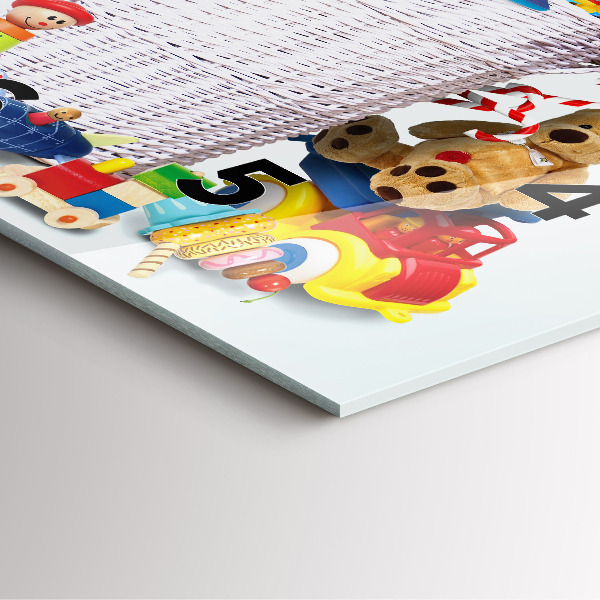 Szögletes fali üvegóra Fonott kosár játékokkal