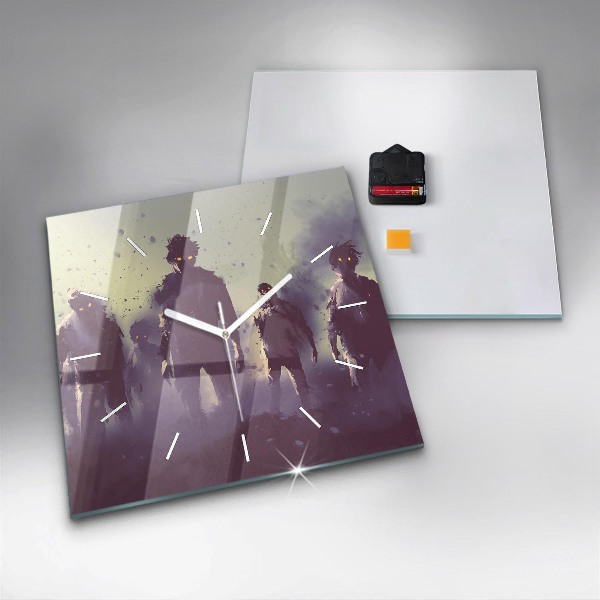 Szögletes fali üvegóra Zombik éjjel - halloween