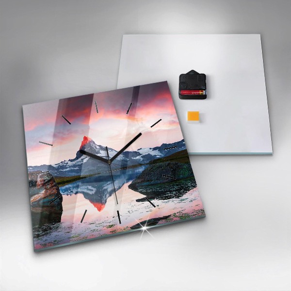 Szögletes fali üvegóra Stellisee Matterhorn-tó