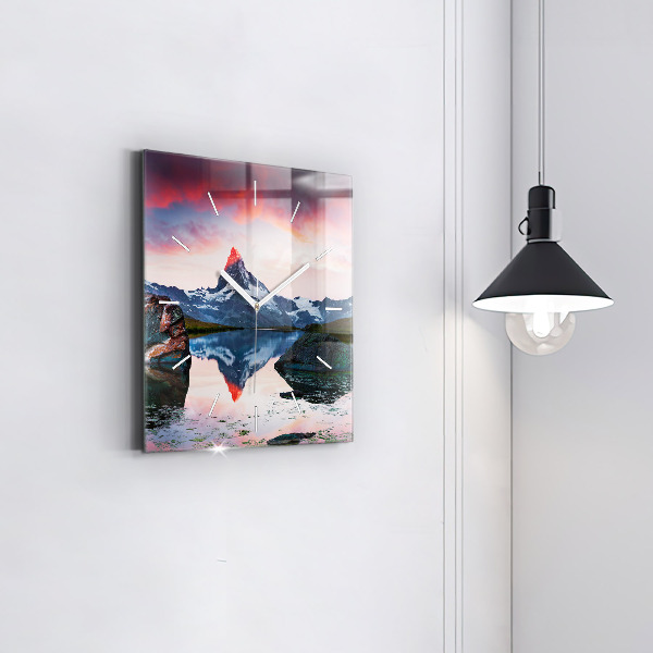 Szögletes fali üvegóra Stellisee Matterhorn-tó