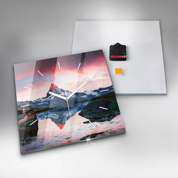 Szögletes fali üvegóra Stellisee Matterhorn-tó