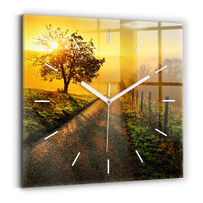 Szögletes fali üvegóra Köd napkeltekor