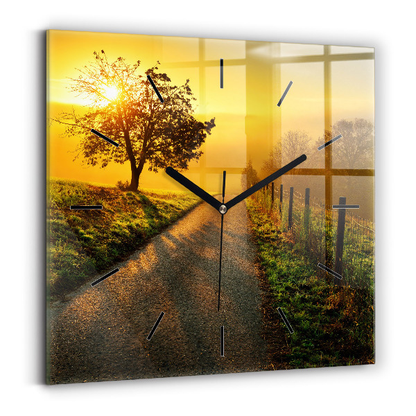 Szögletes fali üvegóra Köd napkeltekor