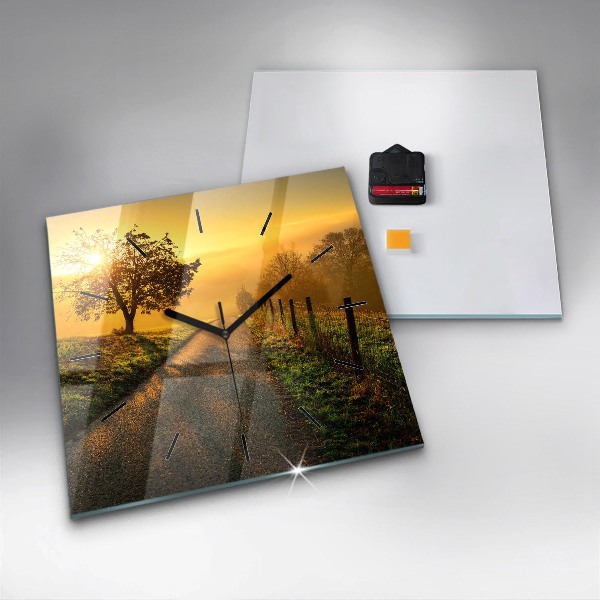 Szögletes fali üvegóra Köd napkeltekor