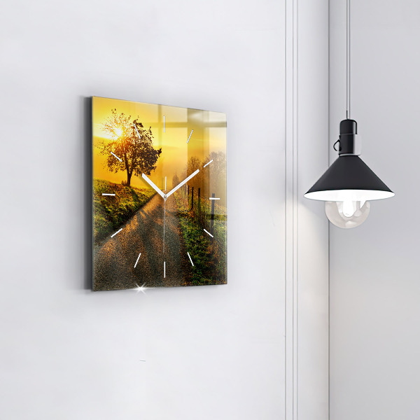 Szögletes fali üvegóra Köd napkeltekor