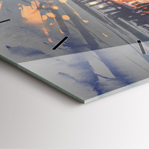 Szögletes fali üvegóra Téli fa táj