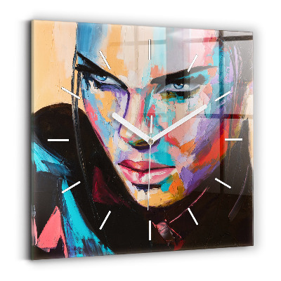 Szögletes fali üvegóra Egy nő portréja