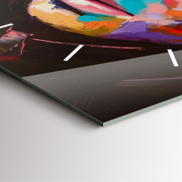 Szögletes fali üvegóra Egy nő portréja