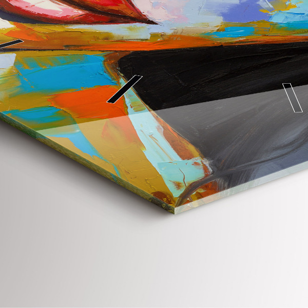 Szögletes fali üvegóra Színes női arc