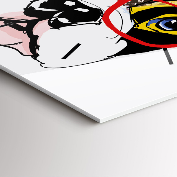 Szögletes fali üvegóra Francia bulldog szemüveggel