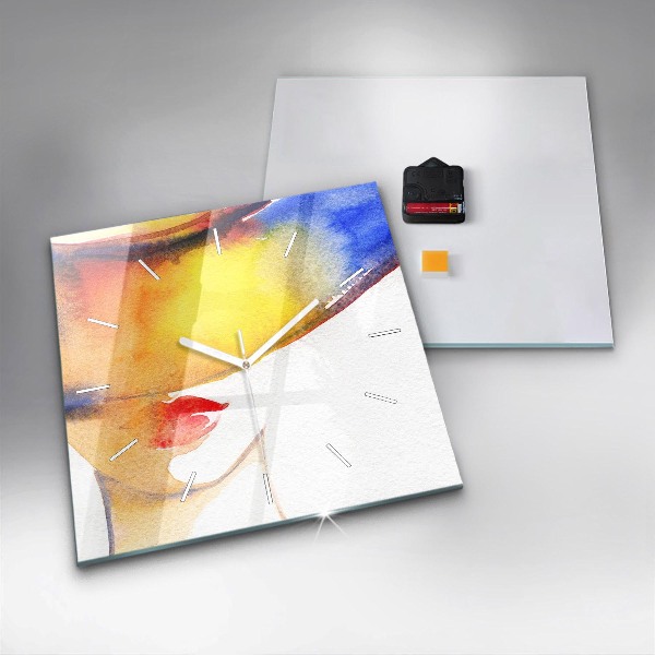 Szögletes fali üvegóra Nő kalapban