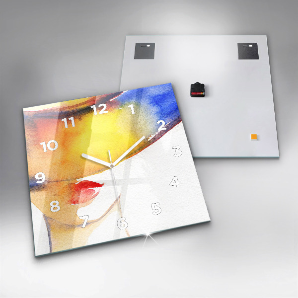 Szögletes fali üvegóra Nő kalapban