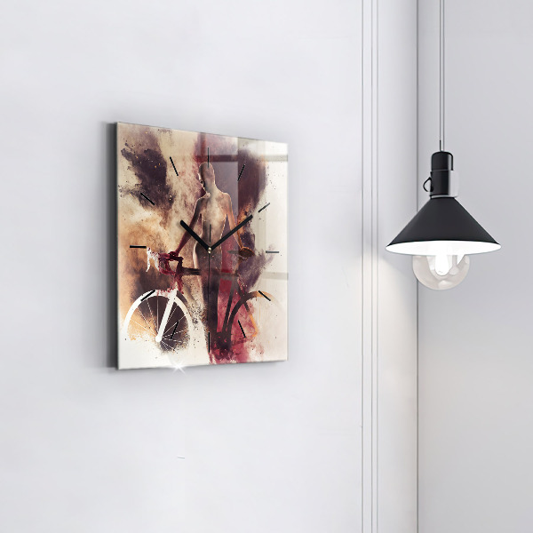 Szögletes fali üvegóra Nő és a kerékpár