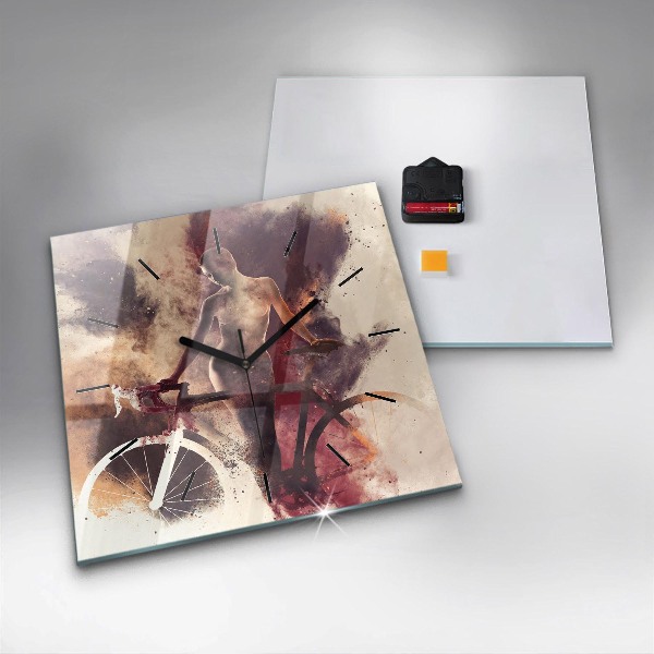 Szögletes fali üvegóra Nő és a kerékpár
