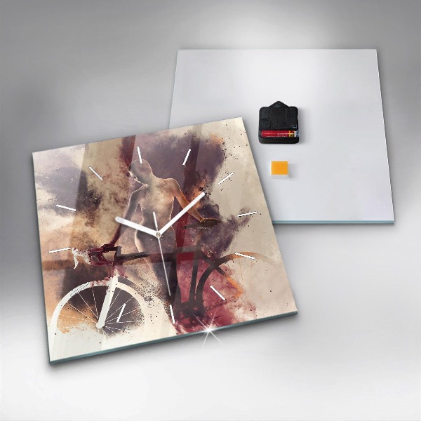 Szögletes fali üvegóra Nő és a kerékpár