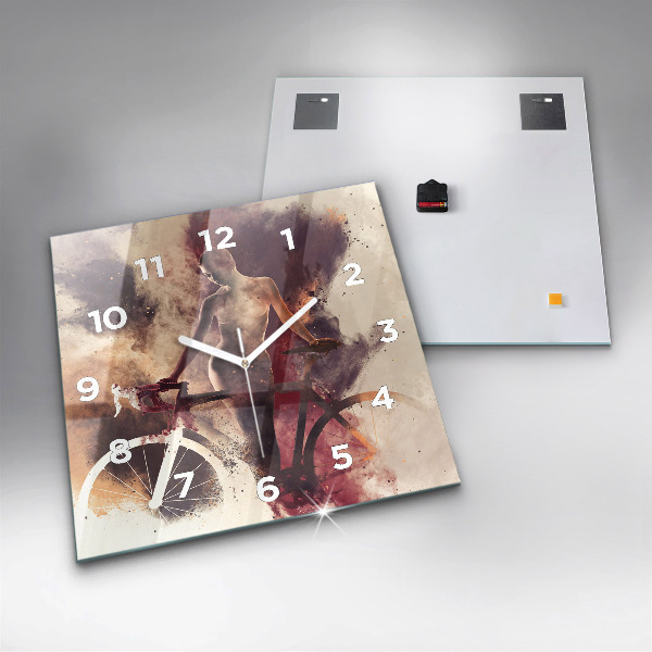 Szögletes fali üvegóra Nő és a kerékpár