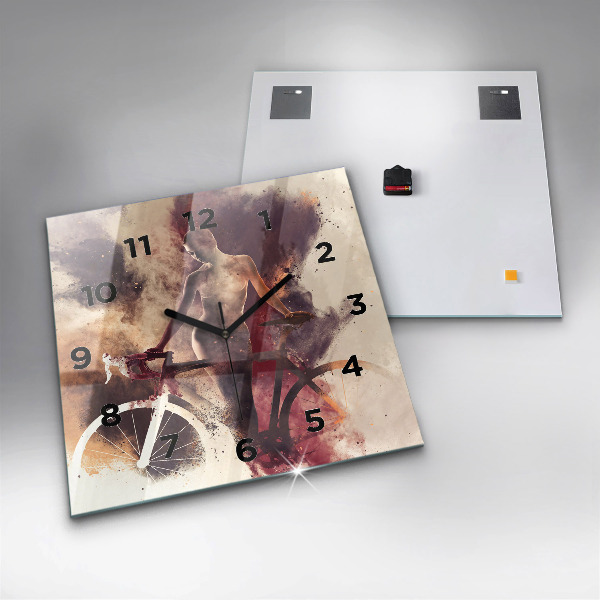 Szögletes fali üvegóra Nő és a kerékpár