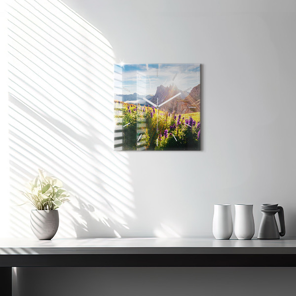 Szögletes fali üvegóra Levendula rét