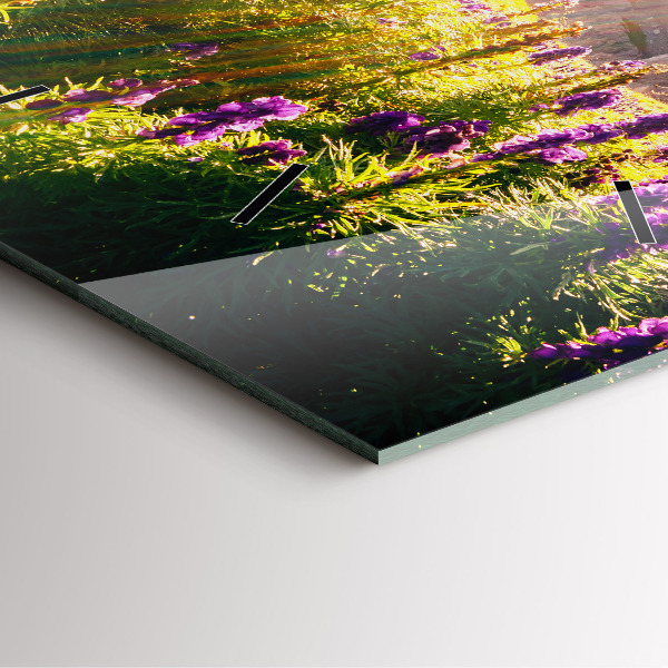 Szögletes fali üvegóra Levendula rét