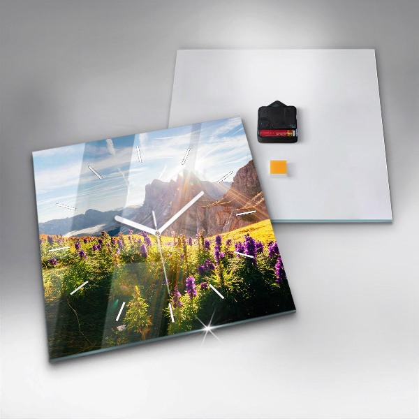 Szögletes fali üvegóra Levendula rét