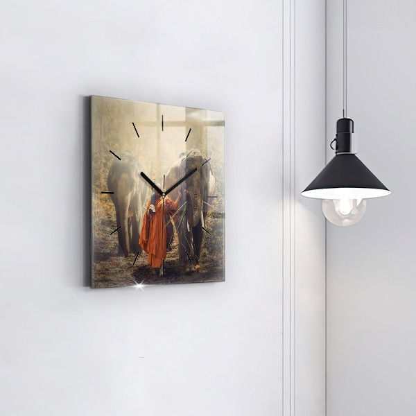 Szögletes fali üvegóra Szerzetes vezető elefánt