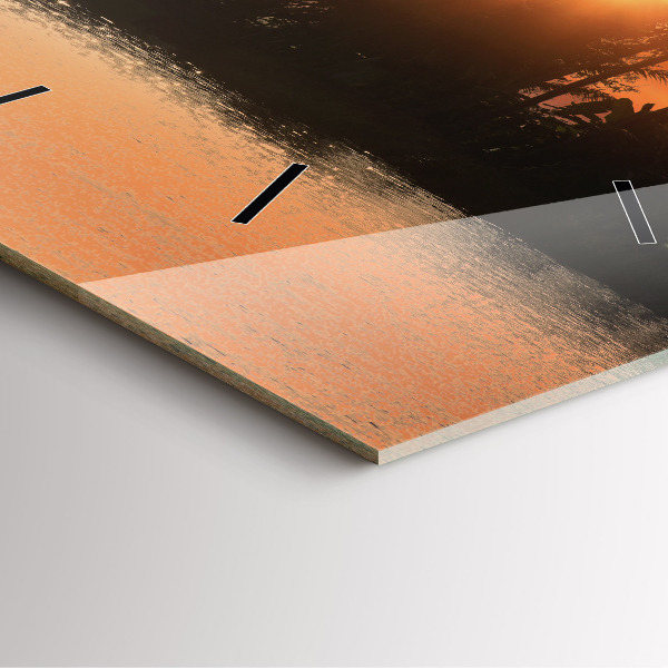 Szögletes fali üvegóra Naplemente és pálmafák