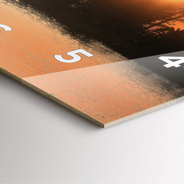 Szögletes fali üvegóra Naplemente és pálmafák