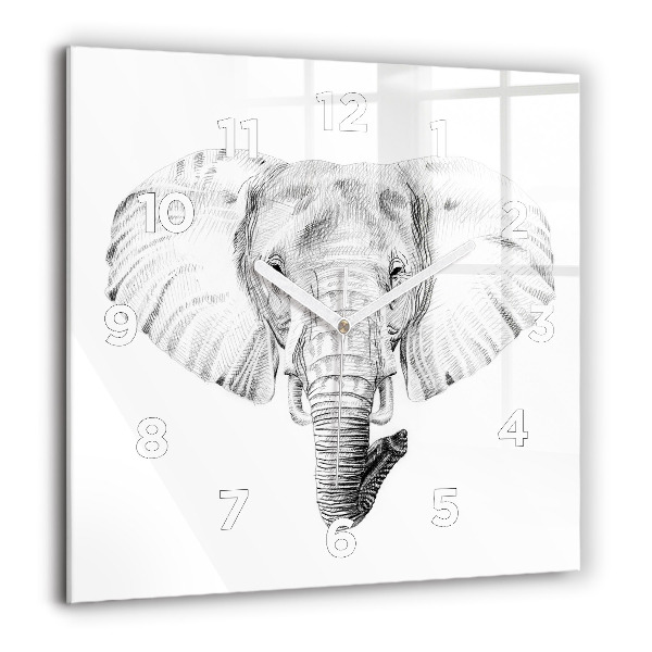 Szögletes fali üvegóra Grafikus elefántfej