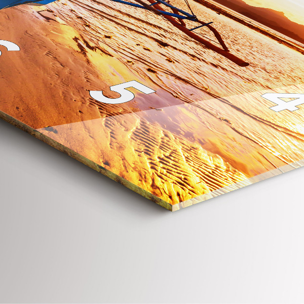 Szögletes fali üvegóra Hajó és naplemente