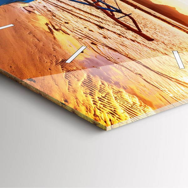 Szögletes fali üvegóra Hajó és naplemente