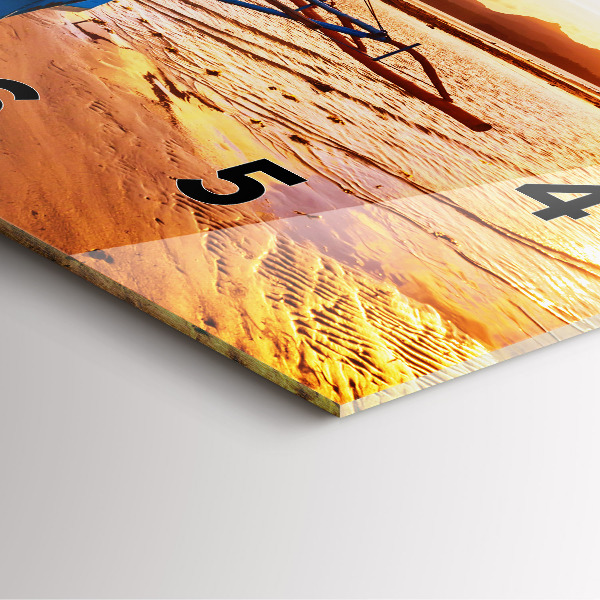 Szögletes fali üvegóra Hajó és naplemente