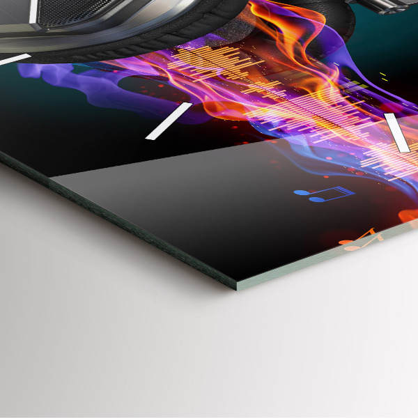 Szögletes fali üvegóra Fejhallgató és hanghullámok