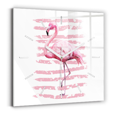 Szögletes fali üvegóra Flamingo grafika