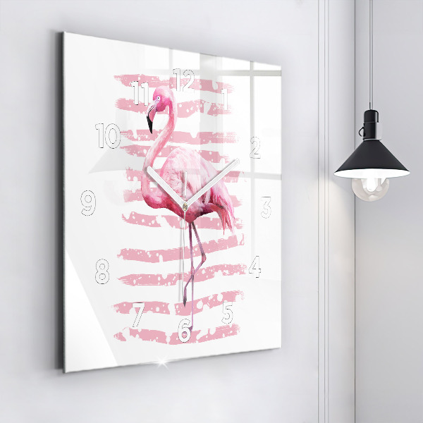 Szögletes fali üvegóra Flamingo grafika