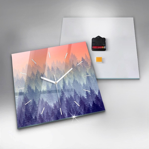 Szögletes fali üvegóra Erdő a ködben